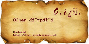 Ofner Árpád névjegykártya